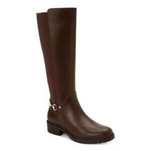 GIANI BERNINI Womens Brown Buckle Accent Barnibee Zip-Up Leather Riding Boots